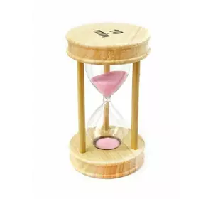 Пісочний годинник "Коло" скло + світле дерево 10 хвилин Рожевий пісок