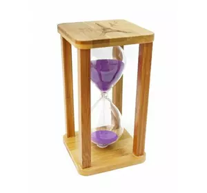 Пісочний годинник "Квадрат" скло + бамбук 60 хвилин Бузковий пісок