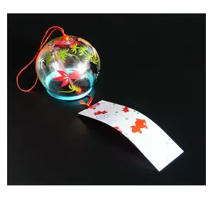 Японський скляний дзвіночок Фурін 8*8*7 см. Висота 40 см. Шість рибок