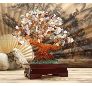 Дерево "Счастья" с камнями Цветное