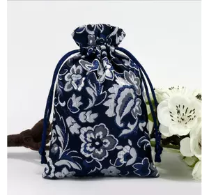Мешочек сатиновый с орнаментом Синие цветы