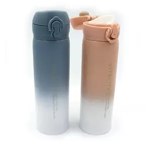 Пляшка-термос для води "Vitality" з градусником і сіткою 500ml, подвійні. стін.mix 1 шт./етика