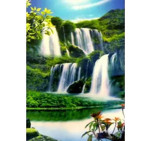 Постер голографічний №37 Водоспад + гори