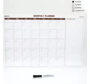 Електростатична плівка Beifa "Monthly Planner", 4 лист./Кор., 60 * 40см + маркер