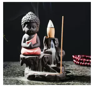 Подставка для благовоний Жидкий дым "Маленький Будда" красный