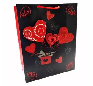 Пакет подарунковий картонний з аплікацією "Love" (30х38х12 см)