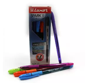 Ручка масляна "Luxor" "Spark-II" грип тон.корпус сін. 0,7 мм mix