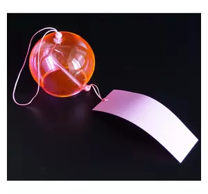 Японський скляний дзвіночок Фурін 8*8*7 см. Висота 40 см. Рожевий