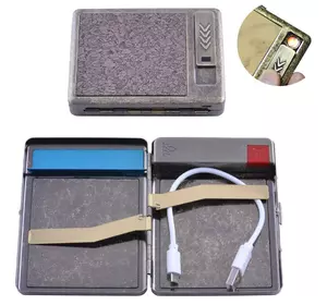 Портсигар подарунковий з USB запальничкою (Спіраль розжарювання, 20 сигарет) №HL-8001-4