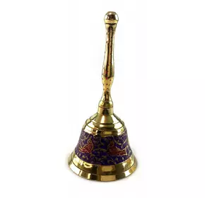 Дзвіночок з ручкою з малюнком бронзовий "Птахи на фіолетовому тлі" (12,5х6 см)