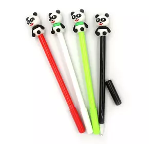 Ручка дитяча з іграшкою "Panda" гелева, синя, mix, 12шт/етик.