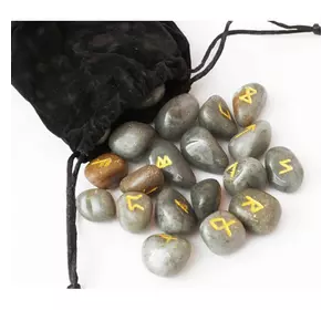 Набір РУН для ворожіння з натуральних каменів у мішечку Rune-005 Сірий Агат