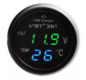 Термометр-вольтметр VST-706-4, зел/сін., + USB