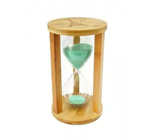 Песочные часы "Круг" стекло + бамбук 60 минут Салатовый песок