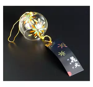 Японський скляний дзвіночок Фурін 8*8*7 см. Висота 40 см. Салют