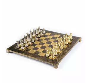 S33BRO шахи "Manopoulos", латунь, у дерев'яному футлярі, коричневі, фігури класичні,44х44см, вага 7