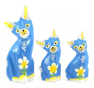 Кішки 3 шт дерев'яні сині(15х5х3 см 12х4,5х2,5 см 10,5х4,5х2,5 см)