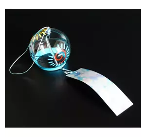Японський скляний дзвіночок Фурін 8*8*7 см. Висота 40 см. Сонце