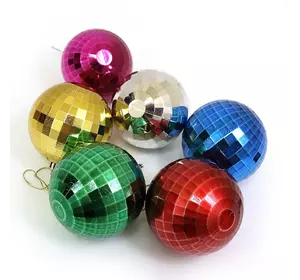 Набір ялинкових кульок "Discoball" 8см, 6шт, OPP