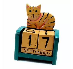Календар настільний "Кіт" дерев'яний (9х7х4 см)