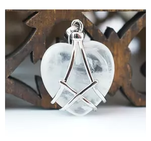 Кулон кам'яний "Серце в сітці" вставка Гірський кришталь 2*0,8*2,5см.