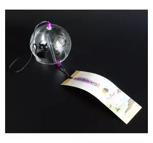 Японський скляний дзвіночок Фурін малий 7*7*6 см. Висота 40 см Чорні коти