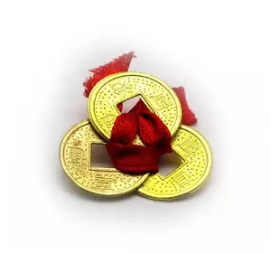 Монети (3 шт) (1,5 см) в гаманець золоті червона стрічка (100 шт / уп)