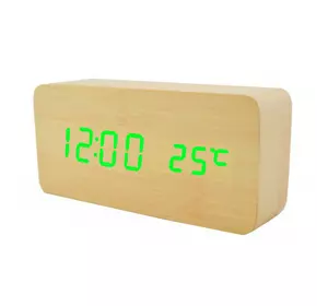 Годинник мережеві VST-862-4 зелені, (корпус жовтий) температура, USB
