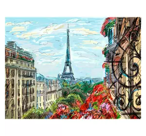 Розмальовка за номерами 40*50см "Париж" карт.уп (полотно на рамі фарби+кисті)