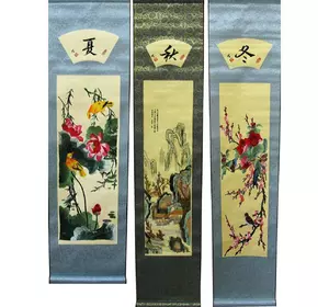Панно з вишивкою "Птахи і квіти" (138х30 см)