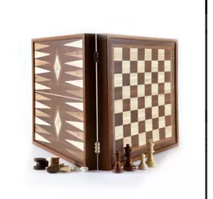 STP36E набір "Manopoulos", шахи та нарди у дерев'яному футлярі 39х39см, 3,6 кг