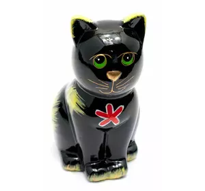 Керамічна скарбничка "Кіт" чорна (16,5х10х7,5 см)