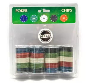 Покерные фишки в блистере (100 фишек)(19х20х4 см)(100P