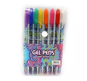 Набір гелевих ручок глиттер "Gel pens" 8шт., PVC