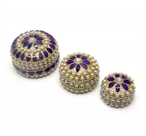 Скриньки металеві (н-р 3 шт) з перлами "Фіолетові" (7,5х7,5х4см 6х6х3см 5х5х3,5см)