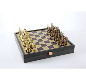 SK4CRED шахи "Manopoulos", "Грецька міфологія",латунь, у дерев'яному футлярі, червоні34х34см, 3 кг