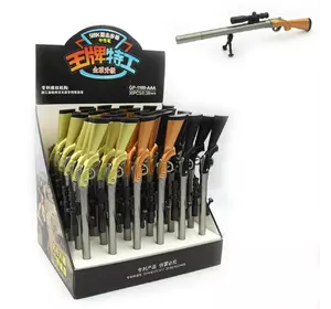 Ручка дитяча з іграшкою "Снайперська гвинтівка" гелева, 0,38мм, синя, mix36шт/етик