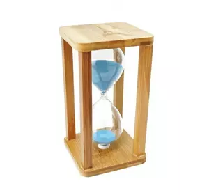 Пісочний годинник "Квадрат" скло + бамбук 60 хвилин Блакитний пісок