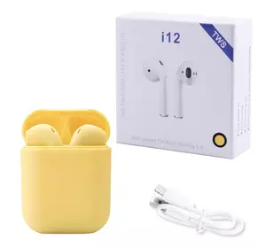 Бездротові навушники i12 5.0 з кейсом, yellow