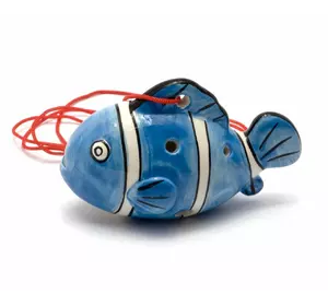 Свистулька керамічна "Риба" синя (8,5х6х4 см)