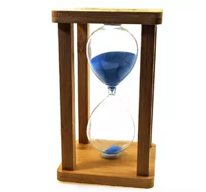 Годинник пісковий в бамбуку "Time is Money" блакитний (20 хв) (16,5х10х10 см)