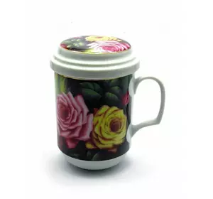 Чашка заварочная з ситом (330мл.)(BFC3056) "Троянди" (48шт.в ящ.)