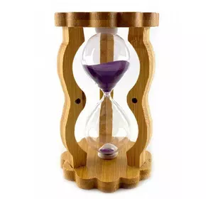 Годинник пісочний у бамбуку фіолетовий пісок (10 хв) (14,5х8,5х5,5 см)