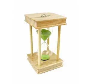 Песочные часы "Квадрат" стекло + светлое дерево 10 минут Салатовый песок