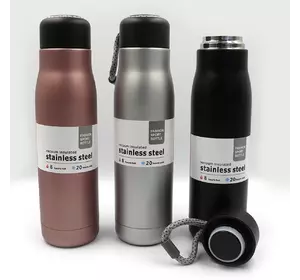Пляшка-термос для води "Design" 550ml, з петл. подвійн. стін.mix 1 шт./етика