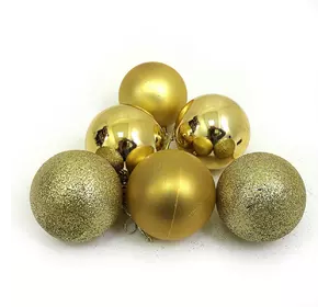 Набір ялинкових кульок "GOLD" 6см, OPP, 6шт, 1шт/етик.