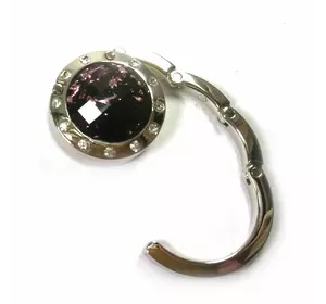 Сумкодержатель для женской сумочки "Кристалл черно-фиолетовый" с зеркальцем (d-4.5 см)