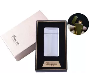 USB запальничка в подарунковій упаковці "Broad" (Двостороння спіраль розжарювання) №4851 Silver
