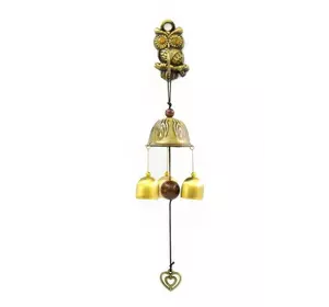 Колокольчик дверной "Сова" силумин + 3 бронзовых колокольчика