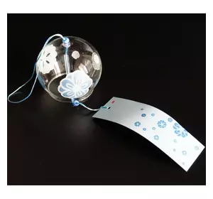 Японський скляний дзвіночок Фурін 8*8*7 см. Висота 40 см. Квіти No6